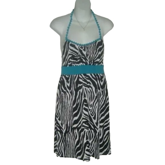 Vintage y2k Guess Jeans Dress Zebra Print Animal Mob Wife Bimbocore Trashy L 00s - Picture 2 of 12